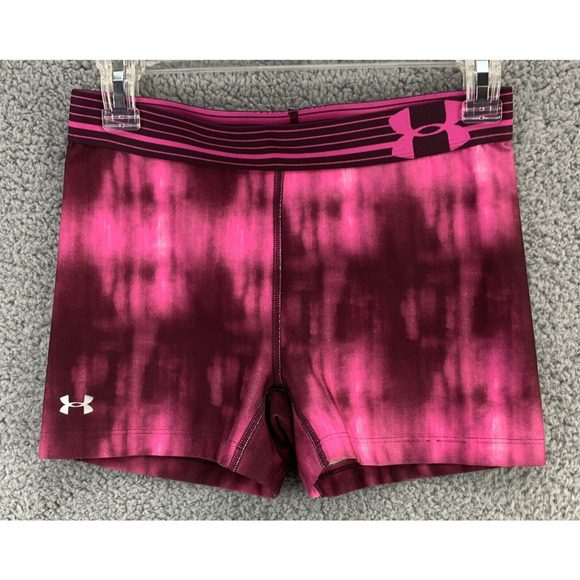Under Armour UA Womens Sonic Compression Shorts Size Small Pink Tie Dye Stretch - Picture 2 of 9